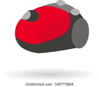 Red vacuum cleaner icon with shadow. Vector icon on white background.
