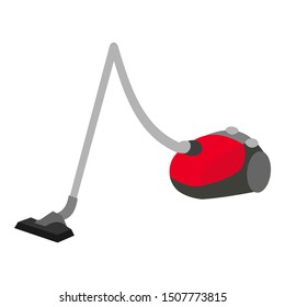 Red vacuum cleaner. Vector icon on white background.