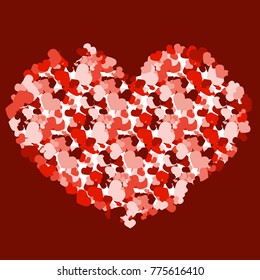 Red valentine. Abstract pattern with hearts. Background with hearts. Colorful valentine.