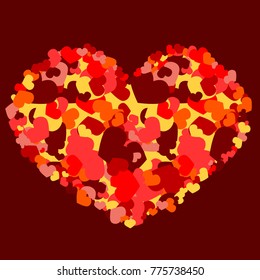 Red valentine. Abstract pattern with hearts. Background with hearts. Colorful valentine.