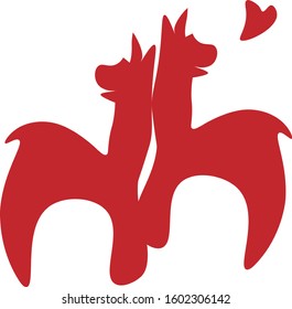 red valentine alpacas silhouette pattern