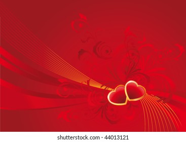 Red valentine background with floral pattern