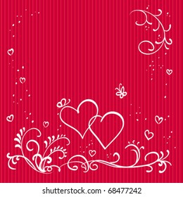 Red valentine background with hearts