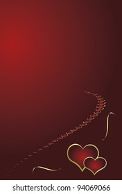 red valentine background with two hearts and dots