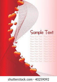 red valentine day greeting card with macro, wave