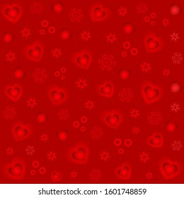 Red Valentine Heart background. Seamless pattern for Valentine's Day holiday. Editable vector illustration, EPS 10.
