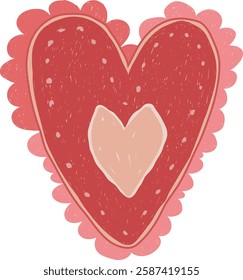 Red Valentine, Heart Card Design, Red Heart with Ruffles