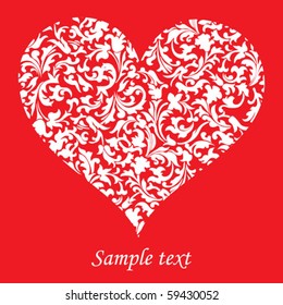 Red valentine heart in floral style.