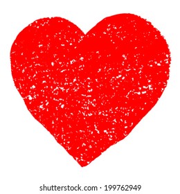 Red Valentine Heart . Grunge Vector Illustration Background 