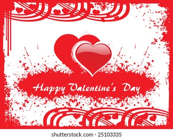 red valentine heart with grunge, vector frame