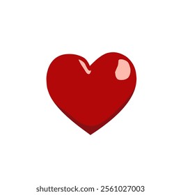 Red Valentine heart icon in a simple, clean design. Heart shape isolated on a white background, perfect for love, romance, and Valentine's Day themes. Ideal for greeting cards, logo, graphic project.