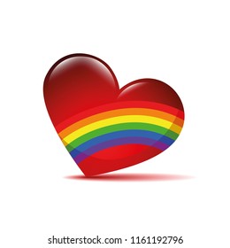 red valentine heart with rainbow vector illustration EPS10