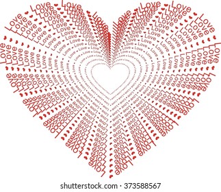 red valentine heart vector formed with small hearts
