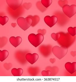 Red Valentine hearts background, vector illustration