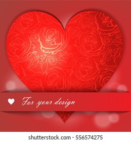 Red Valentine Hearts on floral decorative love background. EPS 10.