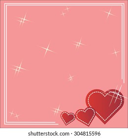 Red Valentine Hearts on pink background.