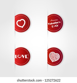 red valentine labels. valentine concept.