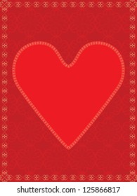 red valentine over abstract background with golden frame