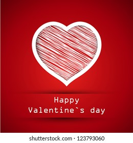 red valentine scribbled heart. valentine concept.