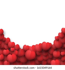 Red Valentines Day Background with 3d Heart Shapes