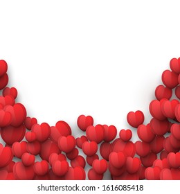Red Valentines Day Background with 3d Heart Shapes
