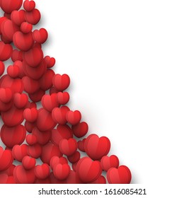 Red Valentines Day Background with 3d Heart Shapes
