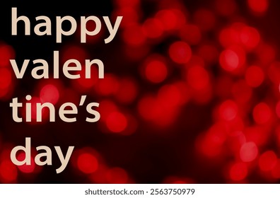 Red Valentine's Day Background with Bokeh Effect. Happy Valentine's Day, February 14. Simple Trendy Vector Illustration with Romantic Wishes on a Blurry Background. Valentine Banner. RGB.