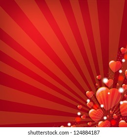 Red Valentines Day Background With Gradient Mesh, Vector Illustration