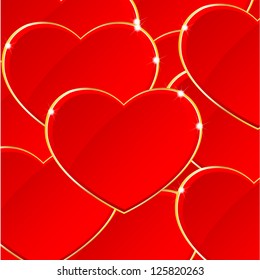 Red Valentine's day background with hearts