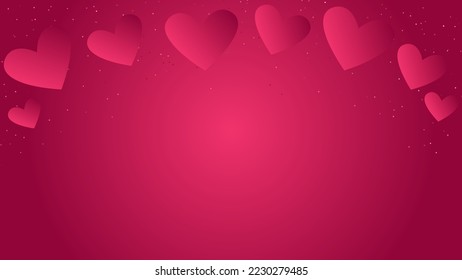 Red Valentine's day background. Red hearts on red backdrop