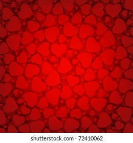 Red Valentine's day background with hearts. EPS 8 vector file included