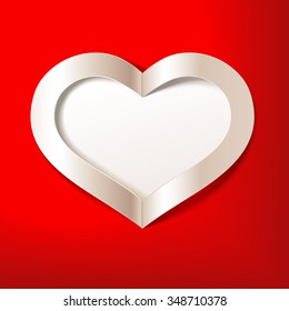 Red Valentine's Day background with white heart. Vector illustration. Editable blend options.