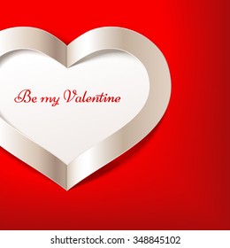 Red Valentine's Day background with white heart. Vector illustration. Editable blend options.