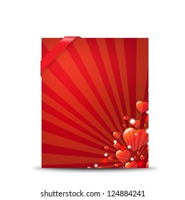 Red Valentines Day Banner With Gradient Mesh,   Isolated On White Background, Vector Illustration