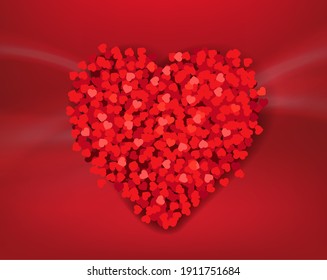 Red Valentines Day Banner With Heart With Gradient Mesh, Vector Illustration