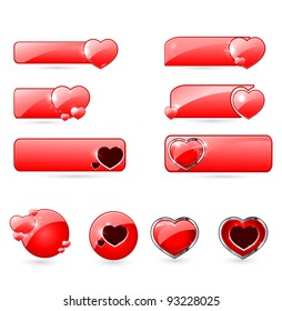 red valentine's  day buttons set