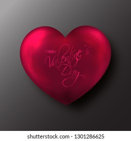Red Valentine's day heart on black background