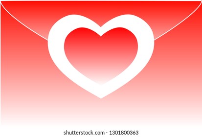 Red Valentine's Day love lettering with red and white heart. Vector illustration EPS 10.