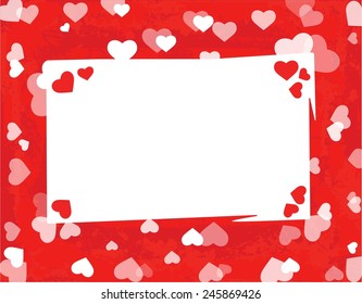 Red Valentine's day vector background. Heart shape frame. Template for your design, flyer, card, banner, posters, greeting card