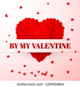 Red Valentines heart. Valentines composition of the hearts. Vector illustration.