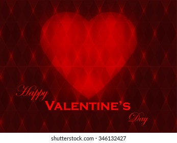 Red Valentine's heart and Happy Valentine's Day on geometric red background