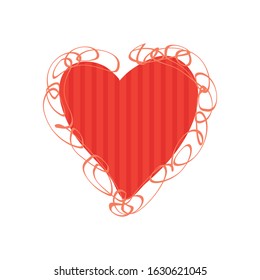 Red Valentines heart isolated on white background. Vector illustration. Design element for greeting card, magnet, leaflet, sticker, poster, booklet.