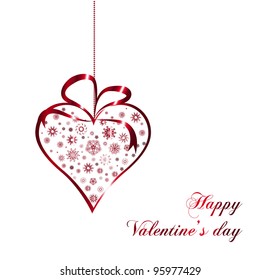 red valentines heart with ornate on white background