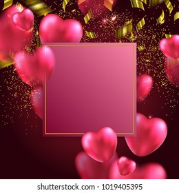 red valentines hearts greeting card.
