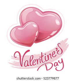 Red Valentine's hearts on white background
