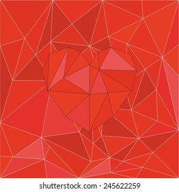 Red valentines vector heart on red wrapping surface background