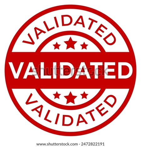 Red Validated isolated round stamp, sticker, sign with Stars vector illustration