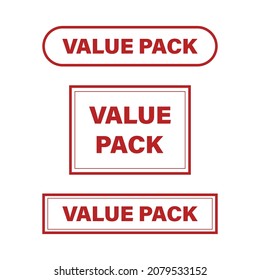 Red value pack signs, stamps, labels for packaging, shopping design.
