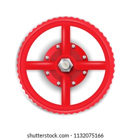 Red valve with bolt. Vector illustration 