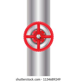 Red valve with bolt. Vector illustration 
